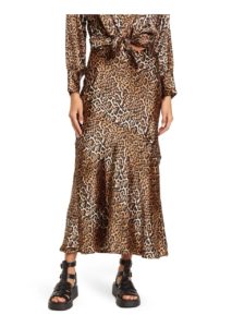 Image of sale on Leopard Print Bias Satin Maxi Skirt