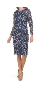 Image of sale on Cindy 3d Flower Long Sleeve Illusion Dress