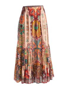 Image of sale on Desert Patchwork-Print Tiered Maxi Prairie Skirt size 10