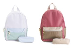 Image of sale on Nylon Color Block Backpack With Pencil Case