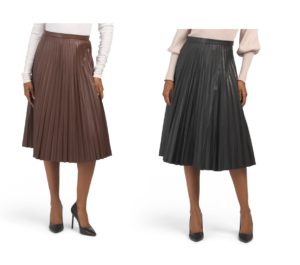 Image of sale on Faux Leather Pleated Midi Skirt