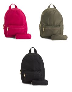Image of sale on Nylon Solid Backpack With Pencil Case