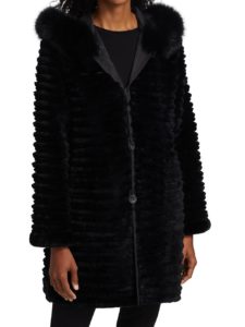 Image of sale on Layered Rabbit & Fox-Trim Coat