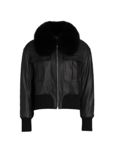 Image of sale on Julia & Stella For The Fur Salon Leather Fox Fur Collar Jacket