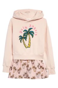 Image of sale on Kids’ Palm Print Embroidered Cotton Graphic Hoodie Dress