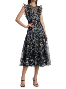Image of sale on Embroidered Mesh Midi Dress