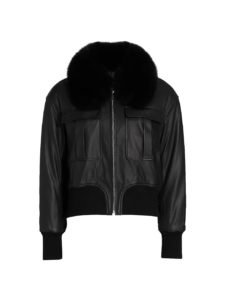 Image of sale on Julia & Stella For The Fur Salon Leather Fox Fur Collar Jacket