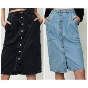 Image of sale on Button Down Denim Midi Skirt