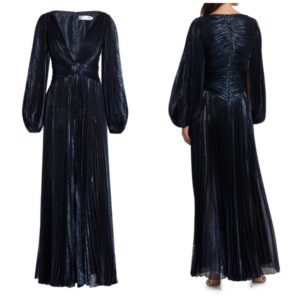 Image of sale on Metallic Pleated V Neck Gown