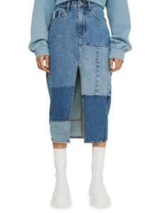 Image of sale on Patchwork Midi Denim Skirt