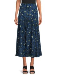 Image of sale on Jupe Floral Silk a Line Skirt
