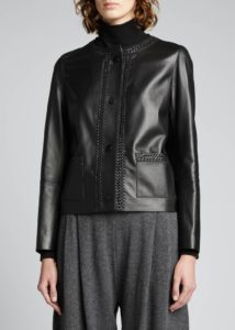 Image of sale on Alden Leather Jacket W/ Hand-braided Trim