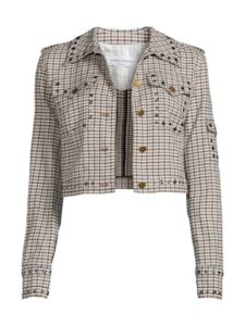 Image of sale on Plaid Cropped Trucker Jacket