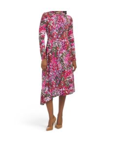 Image of sale on Long Sleeve Floral Abstract Jersey Dress