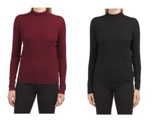 Image of sale on Merino Wool Ribbed Mock Neck Sweater