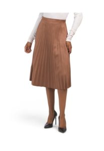 Image of sale on Faux Suede Pleated Midi Skirt