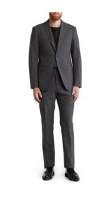 Image of sale on Fancy Charcoal Woven Two Button Notch Lapel Wool Blend Suit