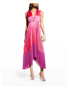 Image of sale on Amelia Asymmetric Pleated Midi Dress