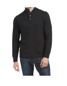 Image of sale on Button Mock Neck Sweater with Shoulder Yoke