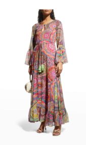 Image of sale on Charisma Paisley Printed Belted Flounce Maxi Dress