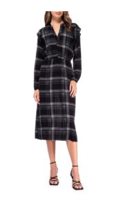 Image of sale on Ruffle Long Sleeve Midi Dress