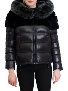 Image of sale on Rex Rabbit & Fox Fur Trim Puffer Jacket