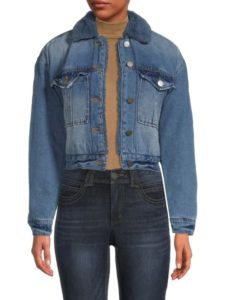 Image of sale on ​faux Fur & Denim Trucker Jacket