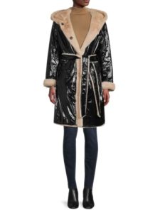 Image of sale on Reversible Faux Fur Hooded Coat