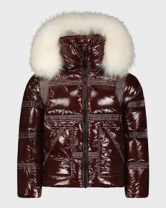 Image of sale on Kid’s Contrast Stitching Fur Hooded Coat, Size 2-14