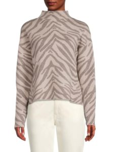 Image of sale on Animal Print Dropped Shoulder Sweater