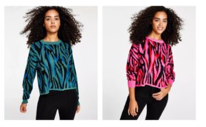 Image of sale on Women’s Printed Drop-shoulder Ribbed-edge Sweater