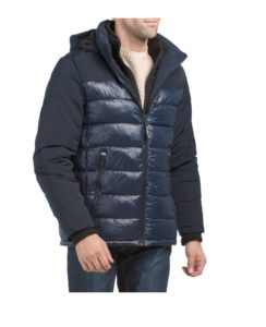Image of sale on Mixed Media Removable Hood Parka Jacket with Fleece Bib Insert