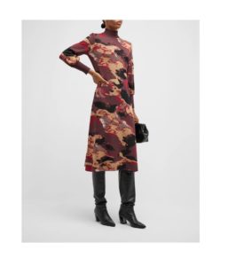 Image of sale on Abstract Bishop-sleeve Midi Sweater Dress