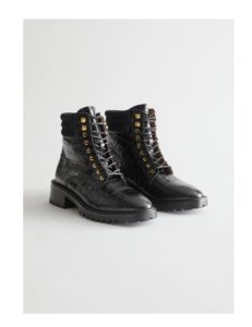 Image of sale on Croc Embossed Chunky Leather Boots