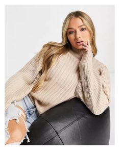 Image of sale on Qed London High Neck Balloon Sleeve Sweater
