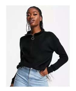 Image of sale on Alice High Neck Half Zip Sweater in Black