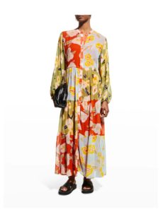 Image of sale on Josefina Floral Patchwork Button-front Maxi Dress