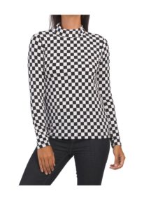 Image of sale on Long Sleeve Mock Neck Mesh Insert Top