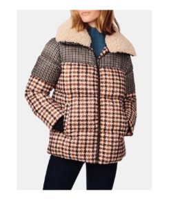 Image of sale on Houndstooth Shearling Puffer Jacket