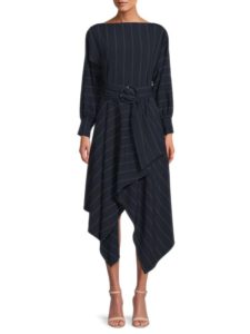 Image of sale on Striped Belted Midi a Line Dress