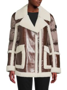 Image of sale on Raelynn Faux Shearling Trim & Vegan Leather Jacket