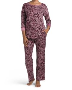 Image of sale on Three-quarter Sleeve Cheetah Pj Set with Satin Trim
