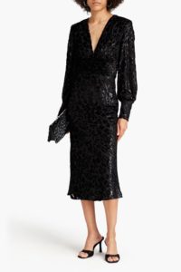 Image of sale on Aspen Draped Metallic Devoré-velvet Midi Dress