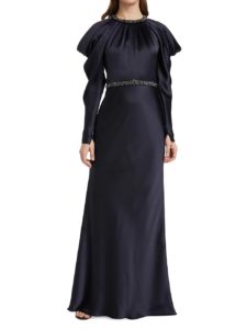 Image of sale on Shoulder Cut-out Satin Gown $75 Gift Card with Purchase!!