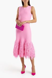 Image of sale on Faux Raffia-trimmed Knitted Midi Dress