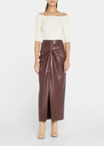 Image of sale on Leane Front-twist Vegan Leather Skirt