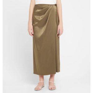 Image of sale on Lea Satin Midi Skirt with Tie Waist