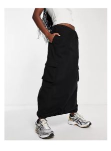 Image of sale on Maxi Utility Cargo Skirt in Black
