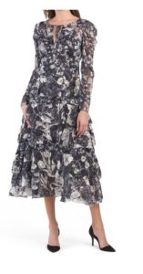 Image of sale on Long Sleeve Printed Midi Dress