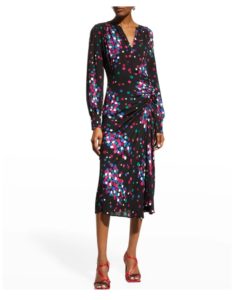 Image of sale on Recess Ruched Polka-dot Midi Dress